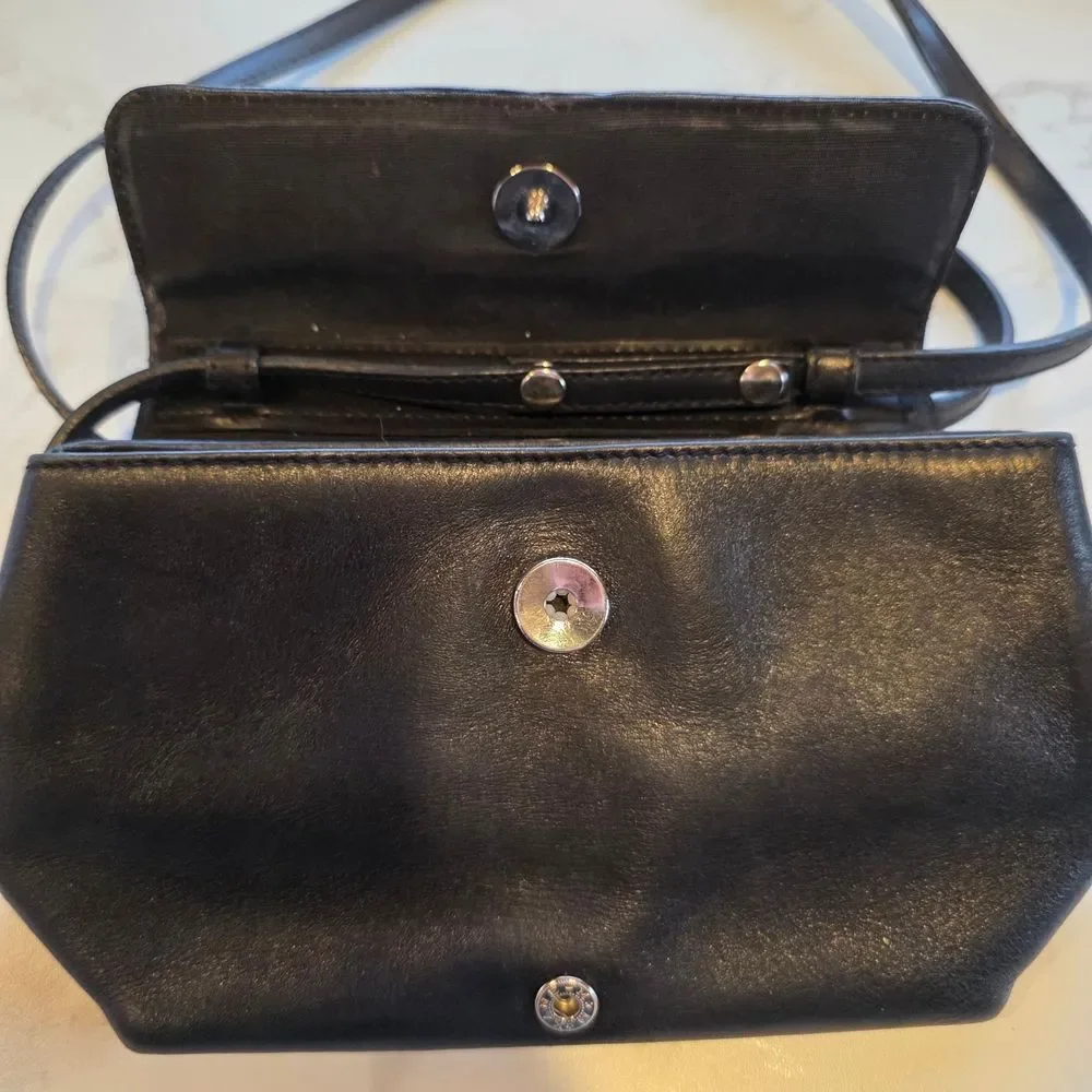 GAP Black Leather Crossbody Bag with Silver Buckle